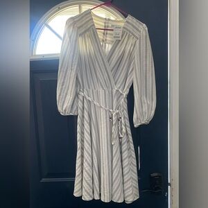 Calvin Klein white and gray striped dress - size 10 NWT